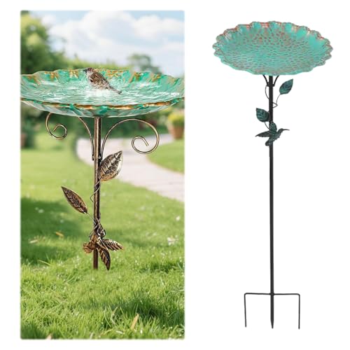 CUVZORA Vogeltränke Stehend, Vogelbad für Garten Metall, Gartendeko Draußen, Metall Vogelbecken Schüssel Wassertränke, Vogelbad Winter Gefriermittel(82 x 26 cm) von CUVZORA