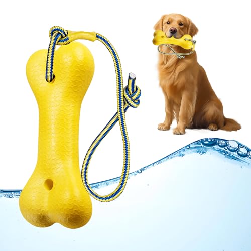 CUVZORA Wasserspielzeug Hund, Schwimmendes Hundespielzeug mit Nylon Rope für mittelgroße und große Hunde, Wasserspielzeug für Apportieren und Hundetraining im Pool, See oder Strand (Gelb, A) von CUVZORA