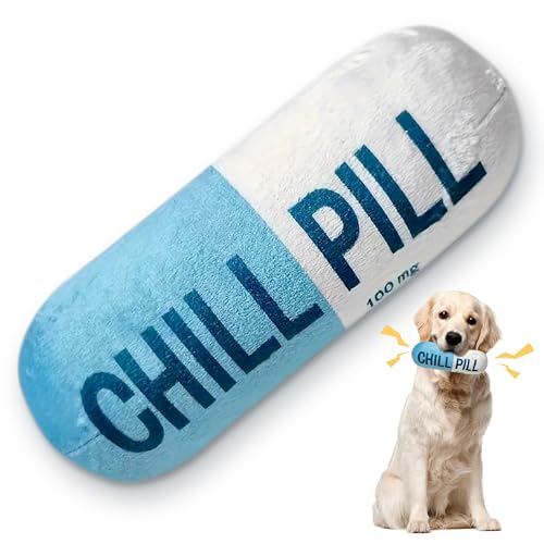 CUweipeng Lustiges Quietschspielzeug für Hunde – Blaue Kühltablette, Kapselform, quietschendes Plüsch-Haustierspielzeug, Beißtritt, interaktives Training, Spielzubehör für kleine Hunde und Katzen CUweipeng Lustiges Quietschspielzeug für Hunde – Blaue Kühltablette, Kapselform, quietschendes Plüsch-Haustierspielzeug, Beißtritt, interaktives Training, Spielzubehör für kleine Hunde und Katzen von CUweipeng