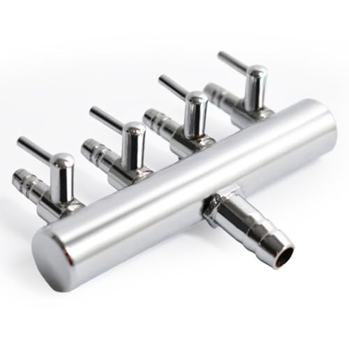 CVASNF Luftverteiler Edelstahl, Luftstromregler Rückschlagventil Verstellbare Aquarium Luftventile Eingang 8 mm Ausgang 4 mm Luftpumpe Verteiler Aquarium für Luftpumpen Fischbecken (4 Wege) von CVASNF