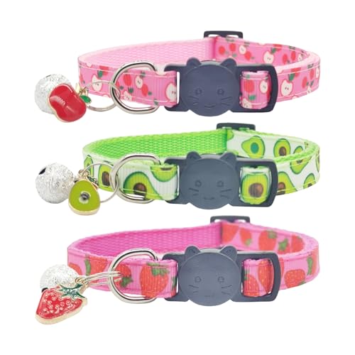 CVDYWDJIE 3 Stück Katzenhalsband Mit Obstdruck, Verstellbares Katzenhalsband, Niedliches Glockenhalsband, Heimtierbedarf CVDYWDJIE 3 Stück Katzenhalsband Mit Obstdruck, Verstellbares Katzenhalsband, Niedliches Glockenhalsband, Heimtierbedarf von CVDYWDJIE