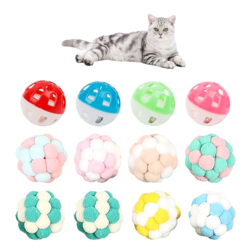 CVDYWDJIE 8 Stück Plüschbälle, 4 Stück Glockenspielzeug, Weiches Plüschspielzeug, Interaktives Spielzeug Für Besitzer Und Katzen, Katzenspielzeugbälle, Haustierspielzeug CVDYWDJIE 8 Stück Plüschbälle, 4 Stück Glockenspielzeug, Weiches Plüschspielzeug, Interaktives Spielzeug Für Besitzer Und Katzen, Katzenspielzeugbälle, Haustierspielzeug von CVDYWDJIE