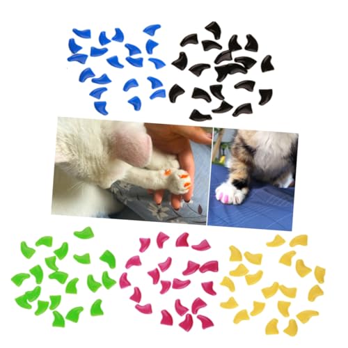 CVUTOVO 100 Stück Krallenschutz Katzen Hunde Nagelkappen S Bunte Weiche Kunststoff Klauenabdeckung Schutz gegen Kratzer Komfortabel Sicher für Haustiere von CVUTOVO