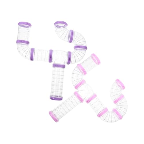 CVUTOVO 16 Stück Teiliges Hamstertunnel Robustem Transparente DIY Hamsterröhren mit Verbindungsplatten Erweiterbares Röhrensystem für Käfigzubehör Geeignet für Kleine Nager und Käfige von CVUTOVO