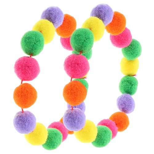 CVUTOVO 2 Stück Verstellbares Katzenhalsband mit Plüschball Leichtes Atmungsaktives Kitten Buntes Regenbogen Design Dekoratives Haustierzubehör für und Kleine Hunde von CVUTOVO