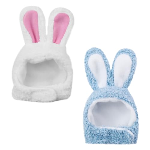 CVUTOVO 2 Stück Waschbare Katzen Bunny Ohren Dekorative Hüte Niedliche Katzenmützen für Cosplay und Hautfreundliches Material für Haustierzubehör von CVUTOVO