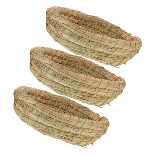 CVUTOVO 3 Stück Handgewebtes Teiliges Naturstroh Nest Haustierbett für Kaninchen Hamster Meerschweinchen Langlebiges Schlafpad und Nest für Kleintiere im Käfig Gemütlicher Rückzugsort und CVUTOVO 3 Stück Handgewebtes Teiliges Naturstroh Nest Haustierbett für Kaninchen Hamster Meerschweinchen Langlebiges Schlafpad und Nest für Kleintiere im Käfig Gemütlicher Rückzugsort und von CVUTOVO