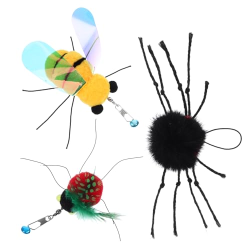 CVUTOVO 3 Stück Teiliges Katzenspielzeug Nachfüllpack Interaktives Plüsch Insekten für Kätzchen Sanfte Spielzeuge für Drinnen Bewegung und Natürlichem Spiel von CVUTOVO