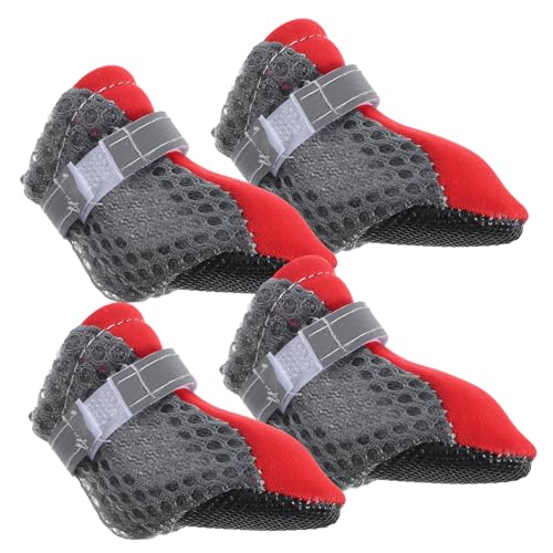 CVUTOVO 4 Stück Kleine Haustier Hundeschuhe rutschfeste und Atmungsaktive Pfotenschutz Schuhe für Kleine Hunde Teiliges Rot für Outdoor Aktivitäten und CVUTOVO 4 Stück Kleine Haustier Hundeschuhe rutschfeste und Atmungsaktive Pfotenschutz Schuhe für Kleine Hunde Teiliges Rot für Outdoor Aktivitäten und von CVUTOVO