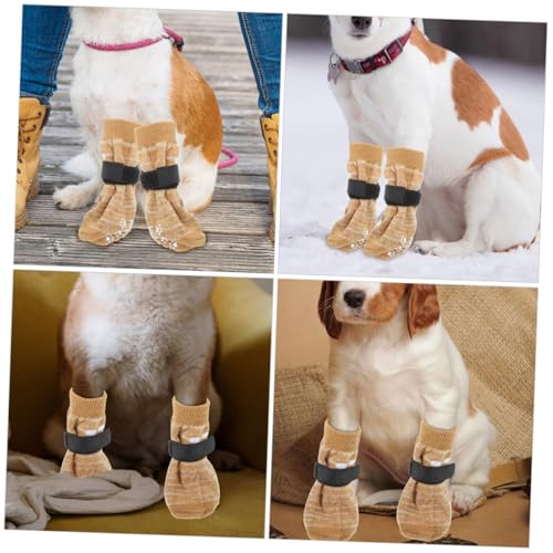 CVUTOVO 4 Stück Teiliges rutschfeste Hundesocken aus Verschleißfest Warm mit Anti rutsch Sohlen für Kleine Hunde Sicherer Pfotenschutz Innen und Außen Komfortabel und Langlebig von CVUTOVO