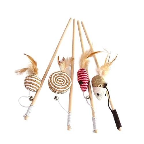 CVUTOVO 4stücke Interaktive Katzenspielzeuge Mit Holzstab Und Glocke Lustiges Und Aktives Spielzeug Für Kätzchen Fördert Die Und Beziehung Zu Ihrem CVUTOVO 4stücke Interaktive Katzenspielzeuge Mit Holzstab Und Glocke Lustiges Und Aktives Spielzeug Für Kätzchen Fördert Die Und Beziehung Zu Ihrem von CVUTOVO