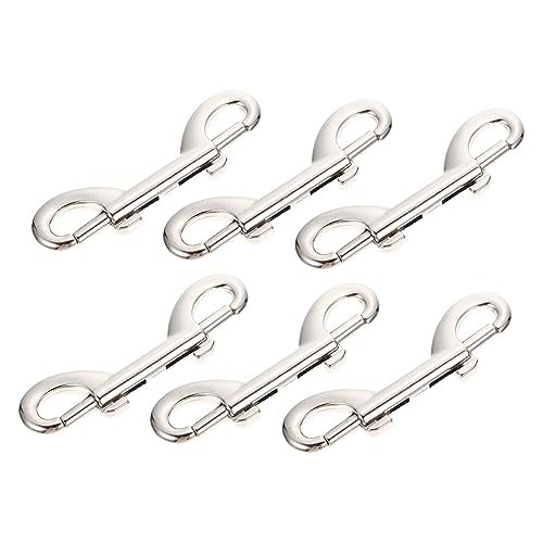 CVUTOVO 6 Stück Teiliges Doppelseitige Karabinerhaken aus Zinklegierung Robuste Schnellverschlüsse für Hundeleinen Vielseitig Einsetzbar für Outdoor Taschen und Dekoration Silberfarbene von CVUTOVO