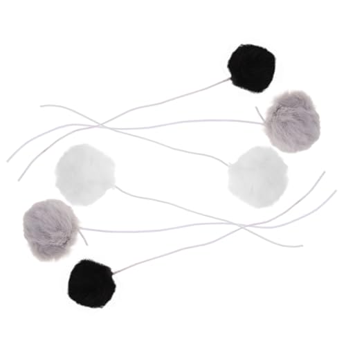 CVUTOVO 6 Stück Teiliges Katzenball Spielzeugset Interaktive Elastische Hängespielbälle für Katzen Lustige Weiche Fuzzy Bälle für Katzenübungen und Spielvergnügen für Haustierbesitzer von CVUTOVO