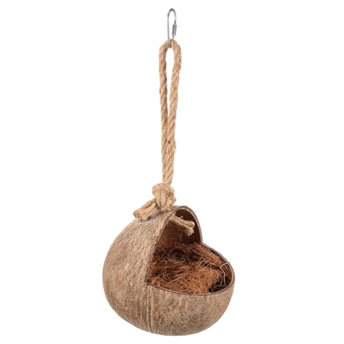 CVUTOVO Coconuts Shell Bird Nest Natürlicher Kokosnuss-hängeschaukel Für Papageien Und Sittiche Schlafnest Und Spielzeug Für Vögel Geeignet Für Innenräume Und Außenbereiche von CVUTOVO