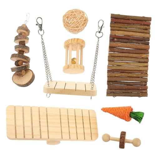 CVUTOVO Hamster Beißspielzeug aus Holz für Kaninchen und Nager Langlebige Kaustimulation zur Zahnpflege Natürliches Nagerkäfig Zubehör für Gesundes Kauen und Spielerische Bewegung von CVUTOVO