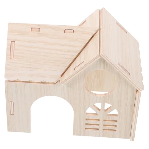 CVUTOVO Hamster Holzversteck für Kleine Haustiere Bequeme und Spielstätte für Hamster Zwerghamster und Meerschweinchen Tragbar Langlebig und Sicher für Entspannte für Käfigeinrichtung von CVUTOVO
