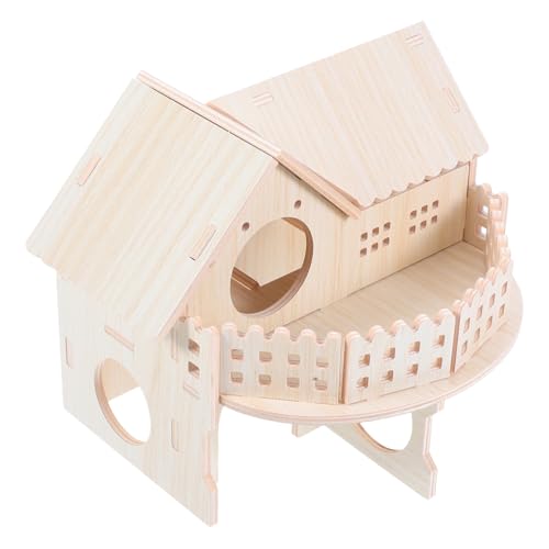 CVUTOVO Hamsterhaus aus Naturholz mit Doppeltem Sicherer Rückzugsort für Hamster Fördert Spiel und Bewegung für Kleintiere von CVUTOVO
