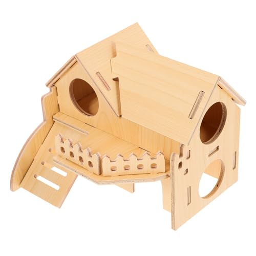 CVUTOVO Haustierhaus drinnen versteckt Hamsterverstecke Käfig Hamsterversteck Tunnel Hamsterhäuser kleines Tierhaus Hamster nach Hause Hamsterhaus Hamster Habitat Accessoires hölzern von CVUTOVO