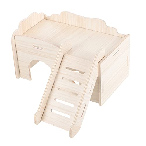 CVUTOVO Holz Hamsterhaus mit Schlafplatz für Hamster und Zwerghamster Natürliches Langlebiges Material und Versteck für Kleintiere Hamsterversteck und Spielplatz von CVUTOVO