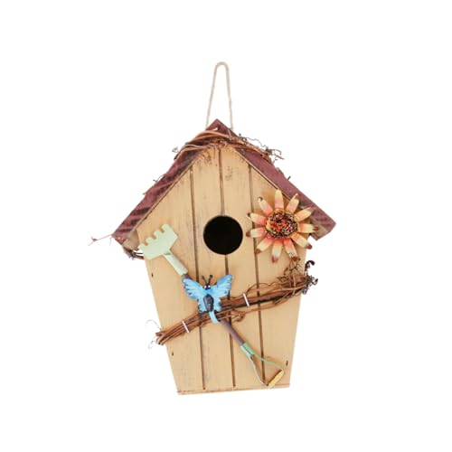 CVUTOVO Holz Vogelhaus Dekoration für Garten Ländliches Design Hängendes mit Dach für Außenbereich Kreatives für Freunde und Familie von CVUTOVO