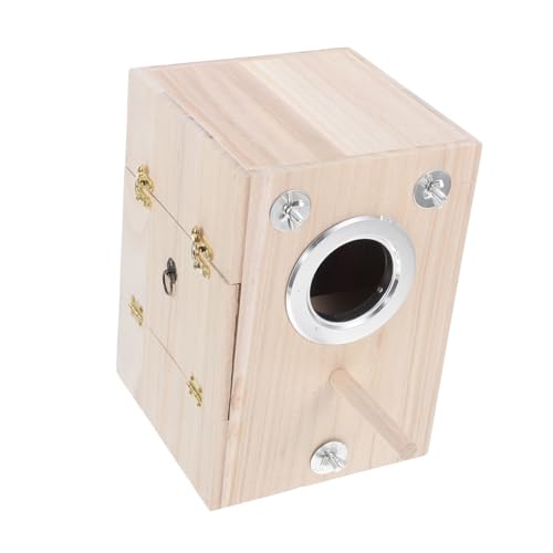 CVUTOVO Holzkasten Vogelbrutbox Groß Natürliche Vogelzuchtbox mit Kreativem Nistplatz Wetterfestes Holzvogelhaus für Kanarienvögel Papageien Gartenvögel für Garten und Vogelhaltung von CVUTOVO