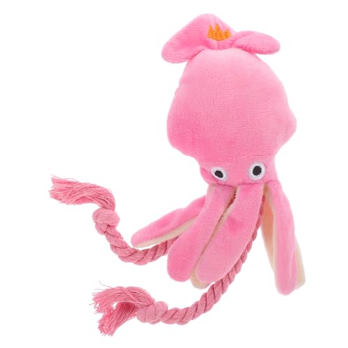 CVUTOVO Interaktives Hundespielzeug Plüsch Mit Quietschfunktion Und Seil Kauspielzeug Für Hunde Und Katzen Beschäftigung Und Zahnpflege Octopus von CVUTOVO