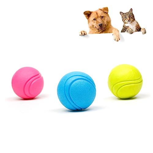 CVUTOVO Kauspielzeug für Hunde Tennisball Design Gummimaterial Zahnreinigungsspielzeug für Kleine bis Mittelgroße Hunde Zufällige Farben von CVUTOVO