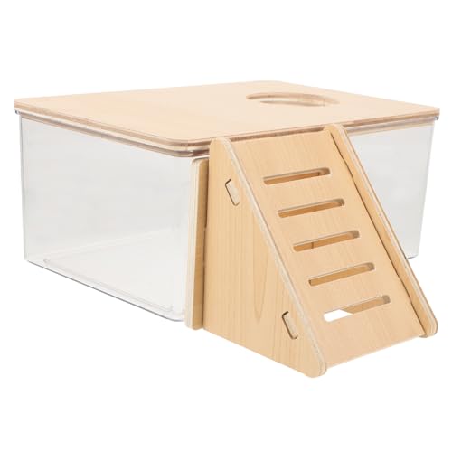 CVUTOVO Klarer Hamster Badebereich mit Holzleiter Multifunktionale Sandbadewanne für Hamster Meerschweinchen und Andere Kleintiere Sandbad Box und Toilettenfunktion Sicheres Design mit CVUTOVO Klarer Hamster Badebereich mit Holzleiter Multifunktionale Sandbadewanne für Hamster Meerschweinchen und Andere Kleintiere Sandbad Box und Toilettenfunktion Sicheres Design mit von CVUTOVO
