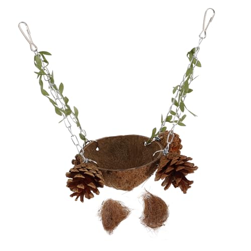 CVUTOVO Kokosnuss Vogelhaus Hängendes Nest für Papageien Natürlicher Kokosnussschalen Spielplatz mit Schaukel für Wellensittiche und Kleine Vögel Fördert Bewegung und Interaktion CVUTOVO Kokosnuss Vogelhaus Hängendes Nest für Papageien Natürlicher Kokosnussschalen Spielplatz mit Schaukel für Wellensittiche und Kleine Vögel Fördert Bewegung und Interaktion von CVUTOVO