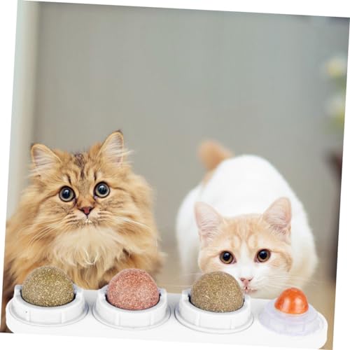 CVUTOVO Natürlicher Katzenspielzeug Ball mit Katzenminze Katzenspielzeug zur Zahnpflege und Beruhigung Interaktiver Kauspielzeugball für Kätzchen Weiß Natürliche Katzensnack Belohnung von CVUTOVO