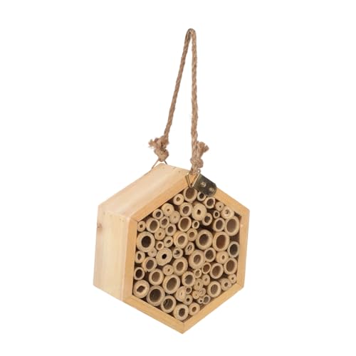 CVUTOVO Outdoor Holz Insektenhaus Sechseckiges Bienenhotel für Garten Hängendes Insektennest Design aus Holz Fördert das Ökologische Gleichgewicht im Außenbereich Langlebig und Zuverlässig von CVUTOVO