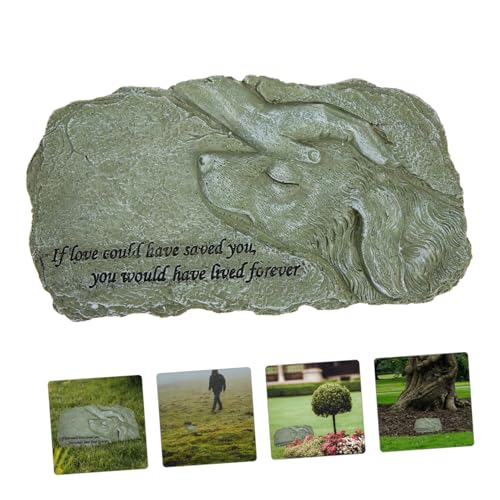 CVUTOVO Resin Haustier Grabstein Wetterfest Hund Gedenkstatue mit Langlebig Realistisch für Garten und Haustiergedenkstätte Geeignet von CVUTOVO