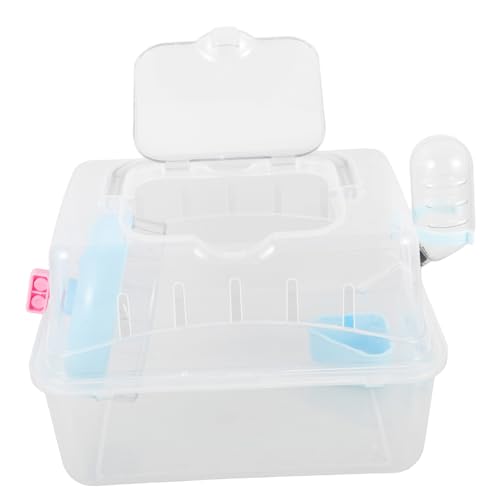 CVUTOVO Transparenter Hamsterkäfig Tragbar mit Futter Wassernapf Kleintier Transportbox für Außengehege Stabiles Kunststoffgehäuse Sicherer Ausbruchschutz Geeignet für Hamster und Mäuse von CVUTOVO