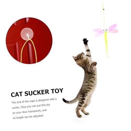 CVUTOVO Verstellbares Ausziehbares Katzenspielzeug zum Aufhängen mit Saugnapf Interaktives Katzenspielzeug für Wohnungskatzen Fördert Bewegung Stressabbau und Spielspaß Zufällige Farbe von CVUTOVO