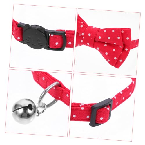 CVUTOVO Verstellbares Hundehalsband mit Roter Fliege und Glöckchen Leichtes Baumwollhalsband für Kleine Hunde und Kätzchen Komfortabel und Atmungsaktiv für Festliche Anlässe Wie von CVUTOVO