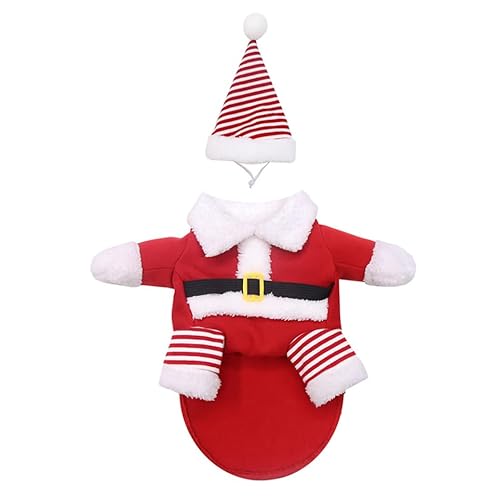 CVUTOVO Weihnachtliches Haustierkostüm Fleece Hundepullover Cosplay Outfit für Mittelgroße bis Große Hunde Warm und Bequem für Winterpartys von CVUTOVO