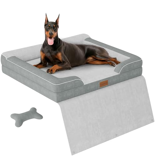 CWAWZ XXL Hundebetten für extra große Hunde, riesiges orthopädisches Hundesofa mit kühlendem Gel-Memory-Schaum, wasserdichtes Haustierbett mit abnehmbarem, waschbarem Bezug, 134,6 cm, Haustiersofa von CWAWZ
