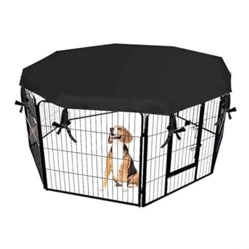 CWOQOCW Laufgitterabdeckung für Haustiere, 8 Paneele, achteckig, wasserdicht, Oxford-Gewebe, Abdeckung für Hunde und Katzen, Schutz für den Innen- und Außenbereich, Schwarz von CWOQOCW