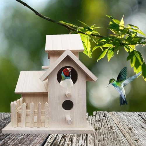 CWOQOCW Vogelhaus aus Holz für den Außenbereich, hängende Villa, Futternest, Gartendekoration, handgefertigtes Vogelhaus und Vogelhaus-Materialien CWOQOCW Vogelhaus aus Holz für den Außenbereich, hängende Villa, Futternest, Gartendekoration, handgefertigtes Vogelhaus und Vogelhaus-Materialien von CWOQOCW