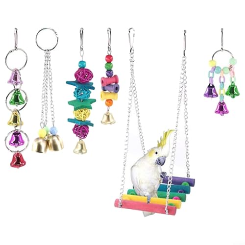 CWOQOCW Vogelspielzeug Set Vogel Papagei Spielzeug 6-teiliges Set Vogelspielzeug inklusive Leiter, Rattankugeln und Ringen CWOQOCW Vogelspielzeug Set Vogel Papagei Spielzeug 6-teiliges Set Vogelspielzeug inklusive Leiter, Rattankugeln und Ringen von CWOQOCW