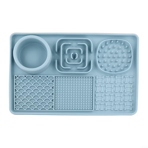 Pet Licking Placemat mit Saugnapf fördert langsames Fressen für Hunde und Katzen, leicht zu reinigendes Material (Blau) von CWOQOCW