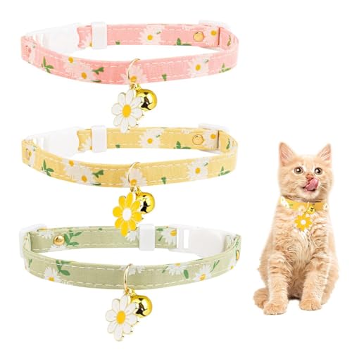 CWPFVQA 3 Stück Kleines Gänseblümchen-Haustierhalsband, Katzenhalsband, Katzenhalsbandglocke, Süßes Katzenhalsband, Katzenhalsband Mit Glocke, Katzenhalsband Mit Schnellverschluss CWPFVQA 3 Stück Kleines Gänseblümchen-Haustierhalsband, Katzenhalsband, Katzenhalsbandglocke, Süßes Katzenhalsband, Katzenhalsband Mit Glocke, Katzenhalsband Mit Schnellverschluss von CWPFVQA