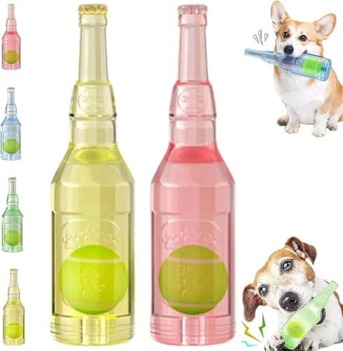 CXNZRLVY Mini-Tennisball für Hunde, Wasserflaschen-Hundespielzeug, interaktives Hundespielzeug, Kauspielzeug für Hunde, quietschendes Hundespielzeug für große/mittlere/kleine Hunde (2 Stück) von CXNZRLVY