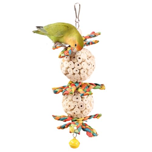 Conure Vogelspielzeug zum Aufhängen, natürliche, weiche Sola-Ball, natürliche Maisschalen, Schnabel, Kauschnabel, buntes Futterspielzeug für Papageien, Nymphensittiche, Sittiche, Wellensittiche und Conure Vogelspielzeug zum Aufhängen, natürliche, weiche Sola-Ball, natürliche Maisschalen, Schnabel, Kauschnabel, buntes Futterspielzeug für Papageien, Nymphensittiche, Sittiche, Wellensittiche und von CXYYXF