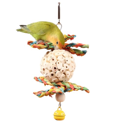 Conure Vogelspielzeug zum Aufhängen, natürliche, weiche Sola-Ball, natürliche Maisschalen, Schnabel, Kauschnabel, buntes Futterspielzeug für Papageien, Nymphensittiche, Sittiche, Wellensittiche und Conure Vogelspielzeug zum Aufhängen, natürliche, weiche Sola-Ball, natürliche Maisschalen, Schnabel, Kauschnabel, buntes Futterspielzeug für Papageien, Nymphensittiche, Sittiche, Wellensittiche und von CXYYXF