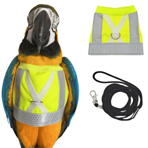 Haustier Papagei Vogelgeschirr und Leine, verstellbares Trainingsdesign, Anti-Bissschutz, Vogel-Nylonseil für Papageien, wasserdicht und reflektierend, geeignet für Aras, Kakadu, Nymphensittiche Haustier Papagei Vogelgeschirr und Leine, verstellbares Trainingsdesign, Anti-Bissschutz, Vogel-Nylonseil für Papageien, wasserdicht und reflektierend, geeignet für Aras, Kakadu, Nymphensittiche von CXYYXF