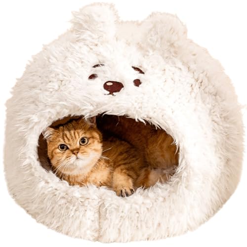 Haustierbett mit Tier-Design, Katzen- und Hundebett für Innen, Haustierzelt, Höhle mit abnehmbarem Kissen, Plüsch, halb geschlossen, warmes Haus für Katzen, kleine Hunde, Kätzchen, Welpen, schlafend Haustierbett mit Tier-Design, Katzen- und Hundebett für Innen, Haustierzelt, Höhle mit abnehmbarem Kissen, Plüsch, halb geschlossen, warmes Haus für Katzen, kleine Hunde, Kätzchen, Welpen, schlafend von CXYYXF