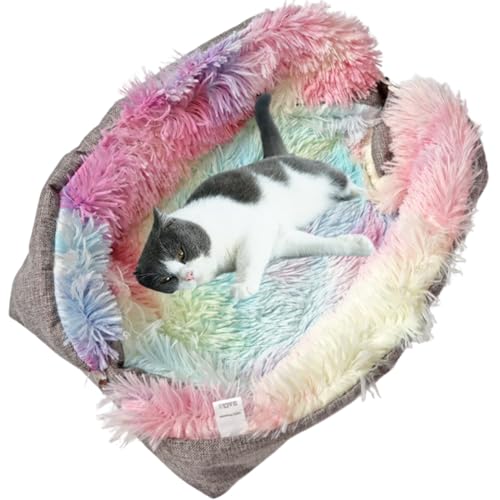 Katzenbetten für kleine Hunde, selbstwärmend, waschbar, warm, flauschig, beruhigendes Kissen, weiches Katzenbett für drinnen und draußen, Haustier, Katze, kleine Hunde, zum Schlafen (Farbe: Rosa) von CXYYXF