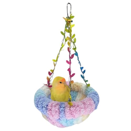 Vogel-Hängematte, Winter, warm, Papageiennest, Bett, Plüsch, Kuschelhöhle, Spielzeug, Papageienkäfig, Zubehör (bunt, L) von CXYYXF