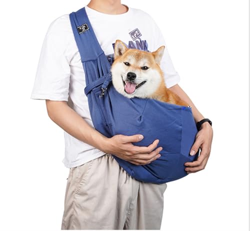 CYBERNOVA Kleine Tragetasche für Hunde und Katzen, für 1,4–6,8 kg, mit Tasche, freihändige Haustiertasche, für Reisen und Spaziergänge im Freien (blau) von CYBERNOVA